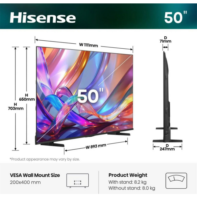 Hisense 50Q7STUK PRO Hi-QLED 144Hz 4K AI Smart TV
