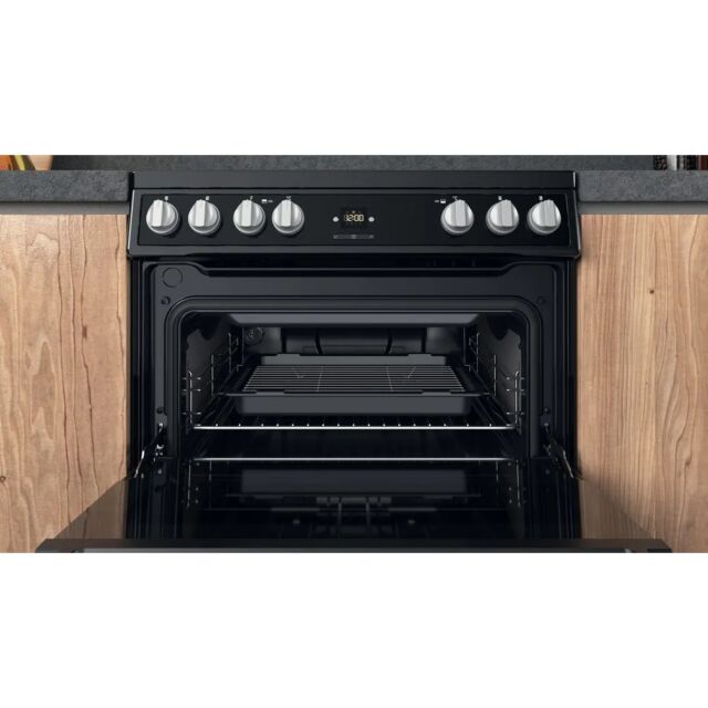 Hotpoint HDT67V9H2CB_UK 60cm Double Electric Cooker with Ceramic Hob - Black