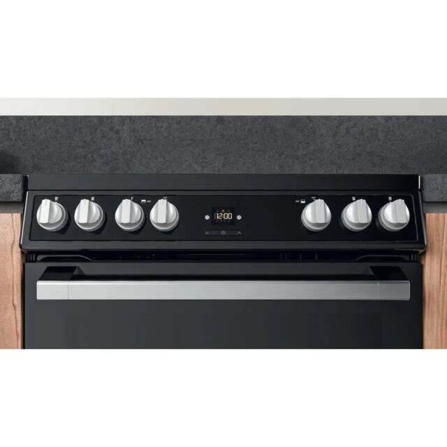 Hotpoint HDT67V9H2CB_UK 60cm Double Electric Cooker with Ceramic Hob - Black
