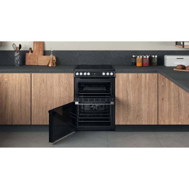 Hotpoint HDT67V9H2CB_UK 60cm Double Electric Cooker with Ceramic Hob - Black