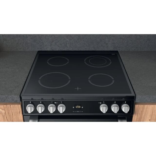 Hotpoint HDT67V9H2CB_UK 60cm Double Electric Cooker with Ceramic Hob - Black