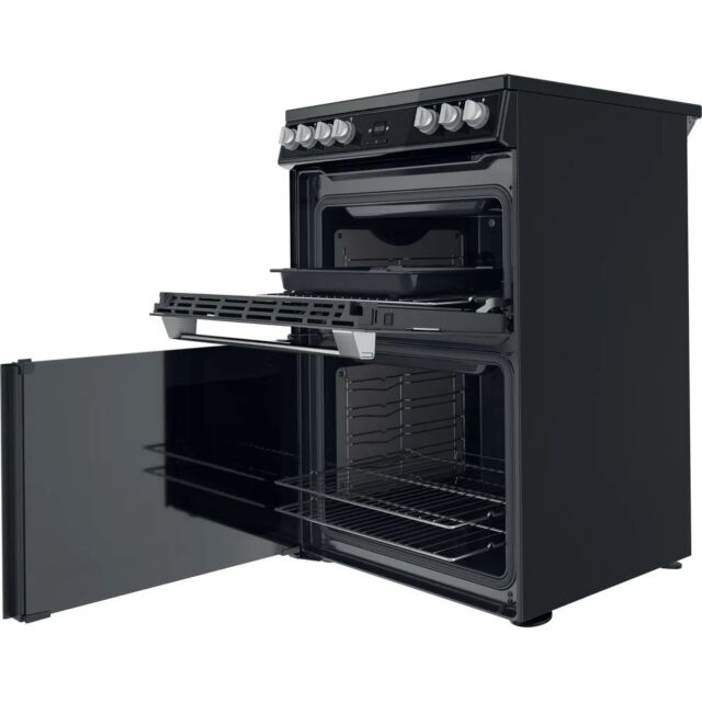 Hotpoint HDT67V9H2CB_UK 60cm Double Electric Cooker with Ceramic Hob - Black