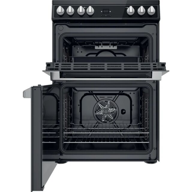 Hotpoint HDT67V9H2CB_UK 60cm Double Electric Cooker with Ceramic Hob - Black
