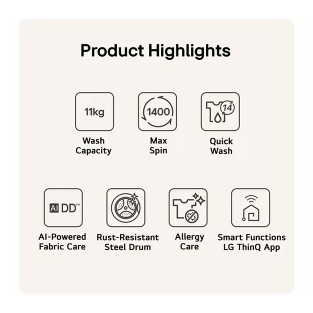 LG F4Y711NCTN1 11kg AI Direct Drive Washing Machine