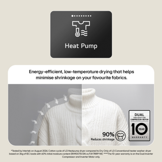 LG RHX5009TWB 9kg Heat Pump Tumble Dryer White