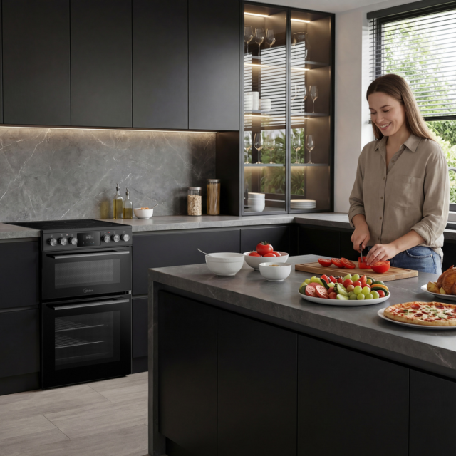 Midea MFO24EME4R118-BK 60cm Double Oven Cooker Black