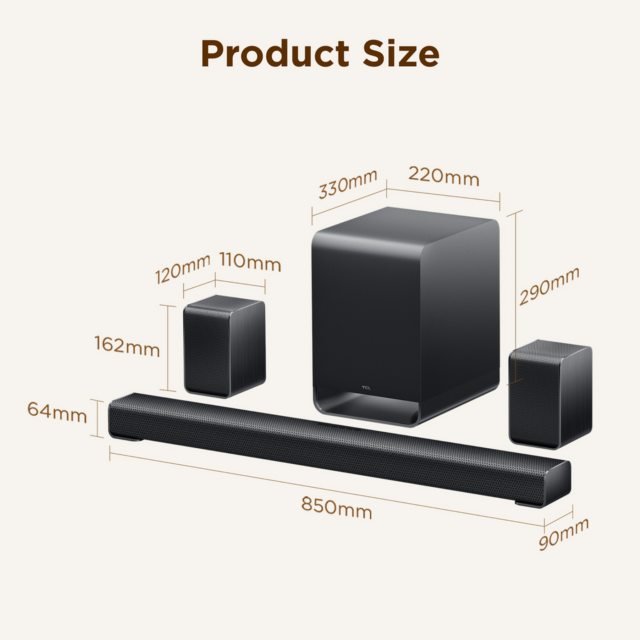 TCL S65K-UK 5.1Ch Dolby Atmos Soundbar with Subwoofer